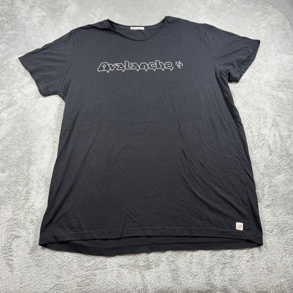 Marine Layer T-Shirt Women XL Black Avalanche Graphic Short Sleeve
